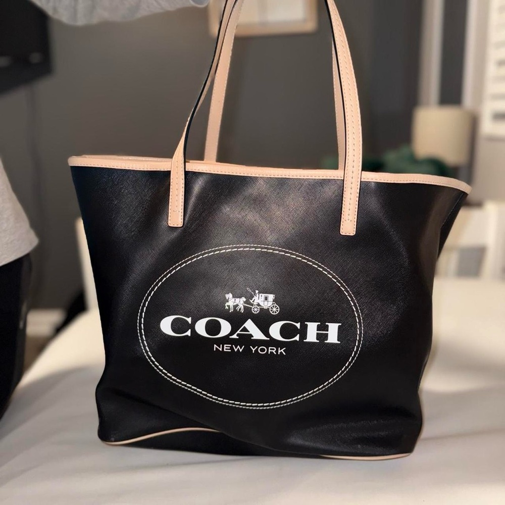 Coach Black and Tan Tote Bag